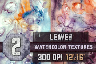 2 Watercolor Textures with Leaves, Autumn Review
