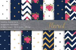 Blue Gold Floral Digital Papers Review