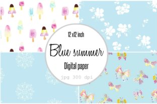 Digital Paper Blue Popsicles Summer Patterns Review