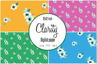 Digital Paper Bright Watercolor Flowers Patterns