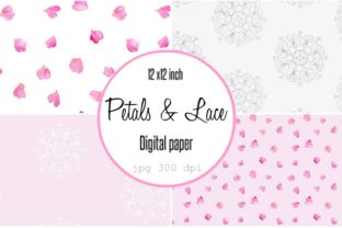 Digital Paper, Rose Petals and Mandalas Patterns