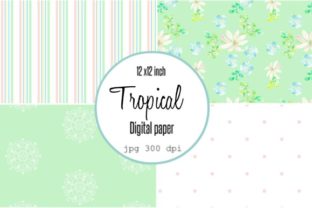 Digital Paper Tropical Flowers Patterns
