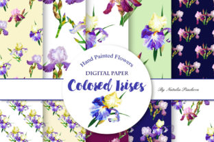 Digital Paper with Colored Irises Patterns
