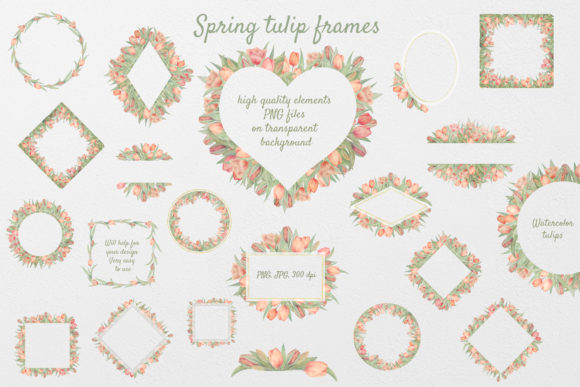 Set of 22 Tulip Watercolor Frames Review