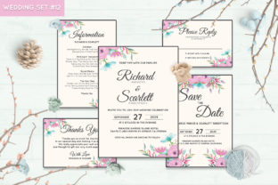 Wedding Invitation Set 12 Floral Style Print Templates