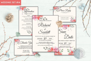 Wedding Invitation Set 14 Floral Style Print Templates
