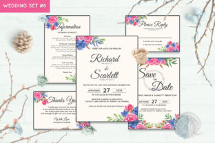 Wedding Invitation Set 8 Floral Style Print Templates